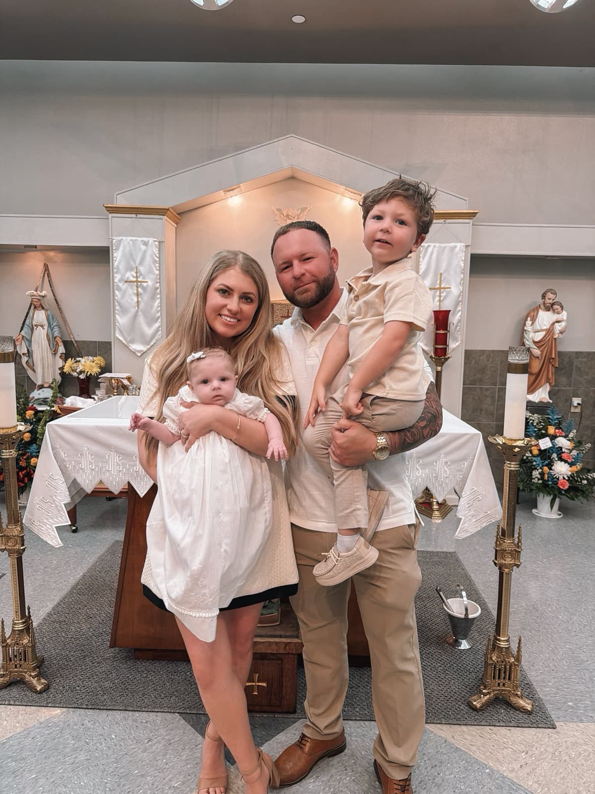 Colin Richard with his wife and two children — owner of Elite Custom Automotive in Lockport, Louisiana